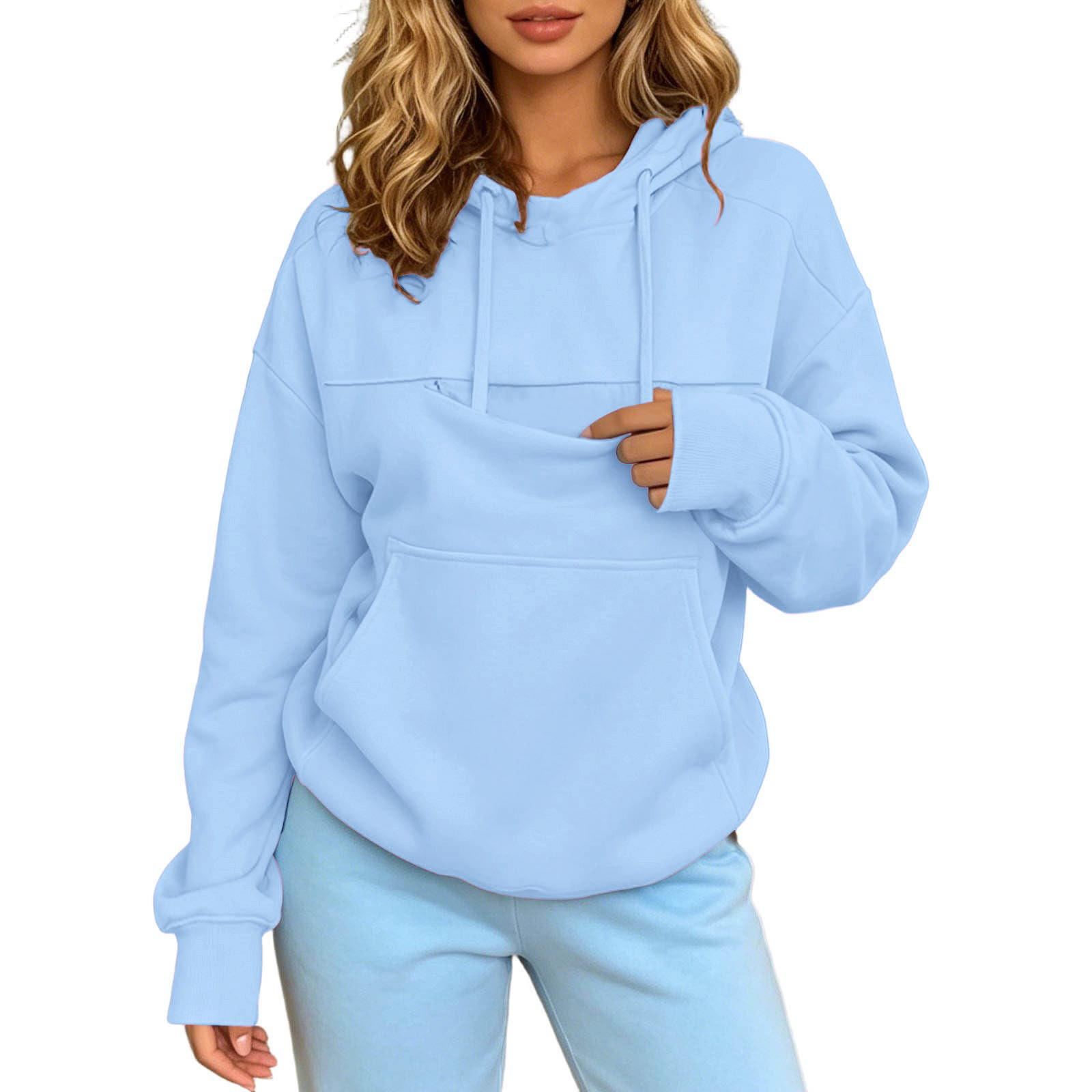 Autumn and Winter Warm Hooded Fleece Long-Sleeve Sweatshirt with Large Pockets for Men and Women Pet-Friendly