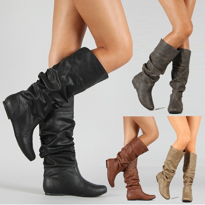 Womens Over the Knee Flat Boots Plus Size Inner Heightening Boots