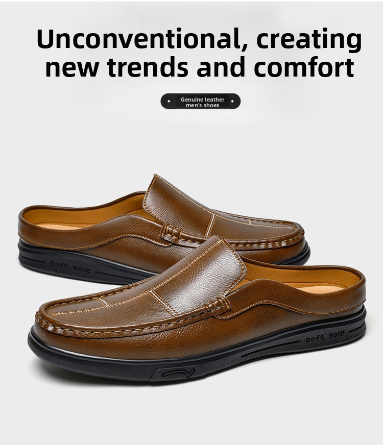 Mens Breathable Leather Slip On Shoes