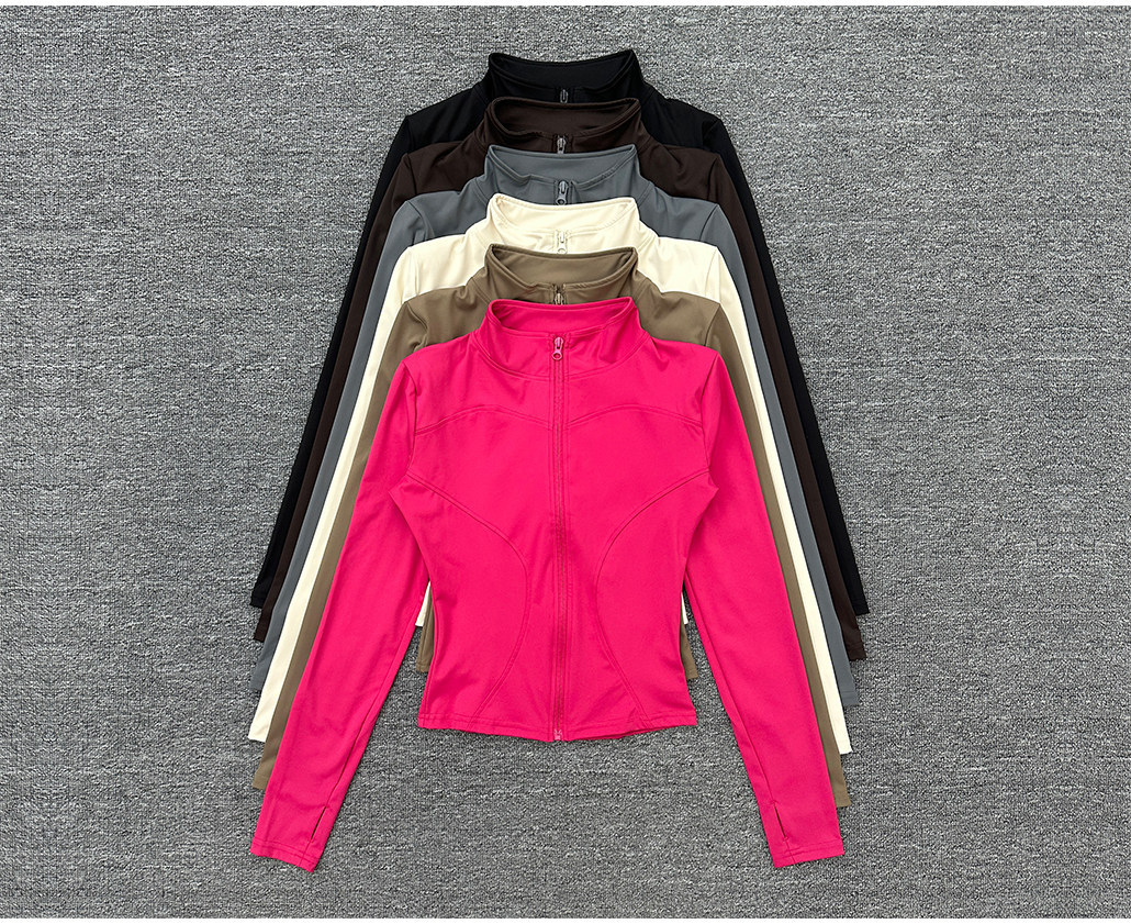 Womens Stand Collar Sports Jacket with Thumb Holes