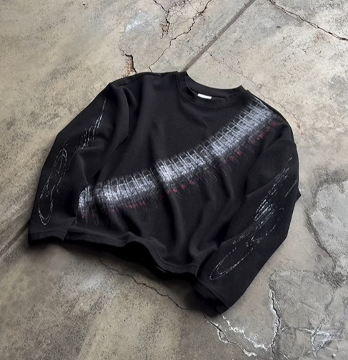 Y2K Bullet Letter Print Long Sleeve T-Shirt