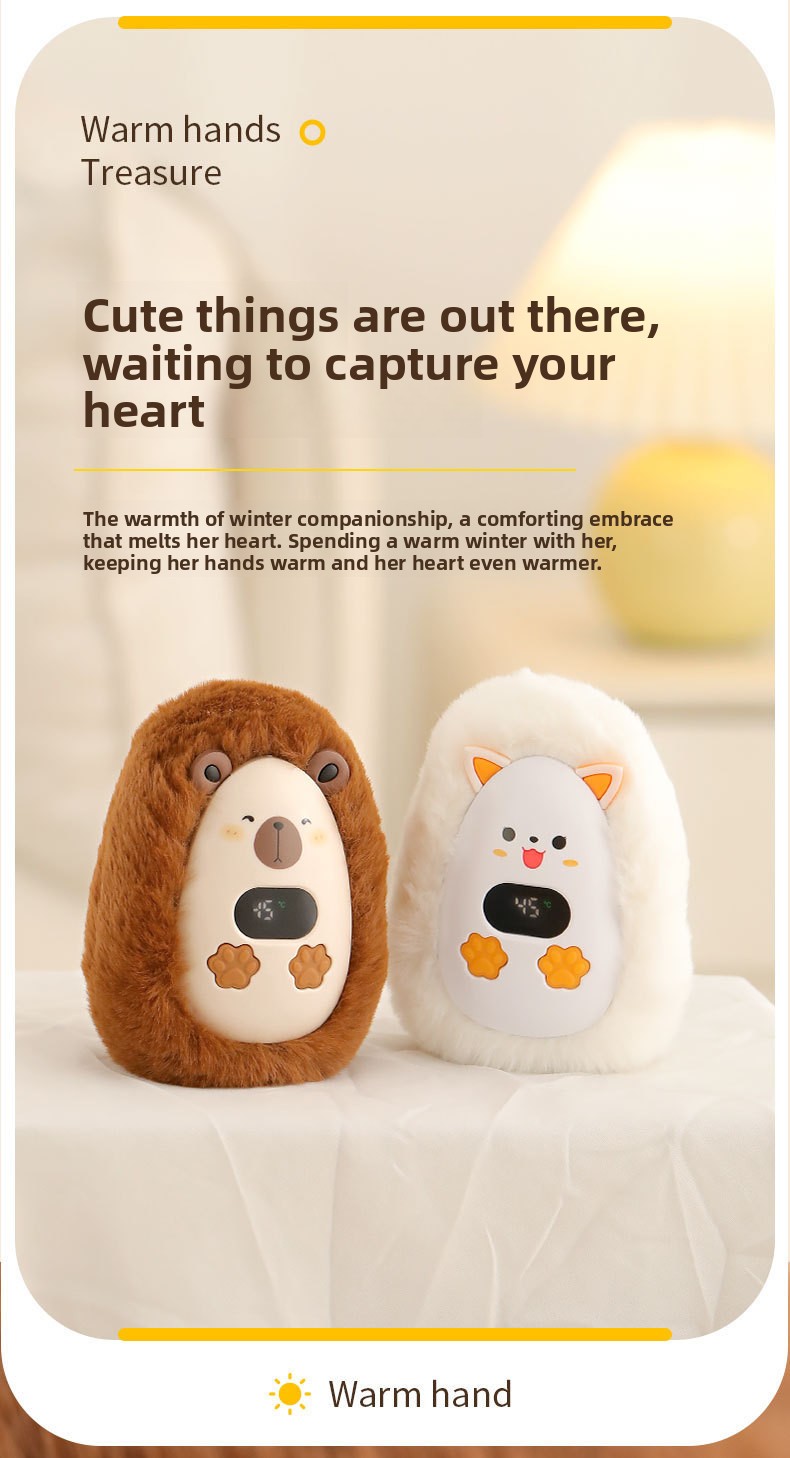 Portable Plush USB Hand Warmer with Digital Display