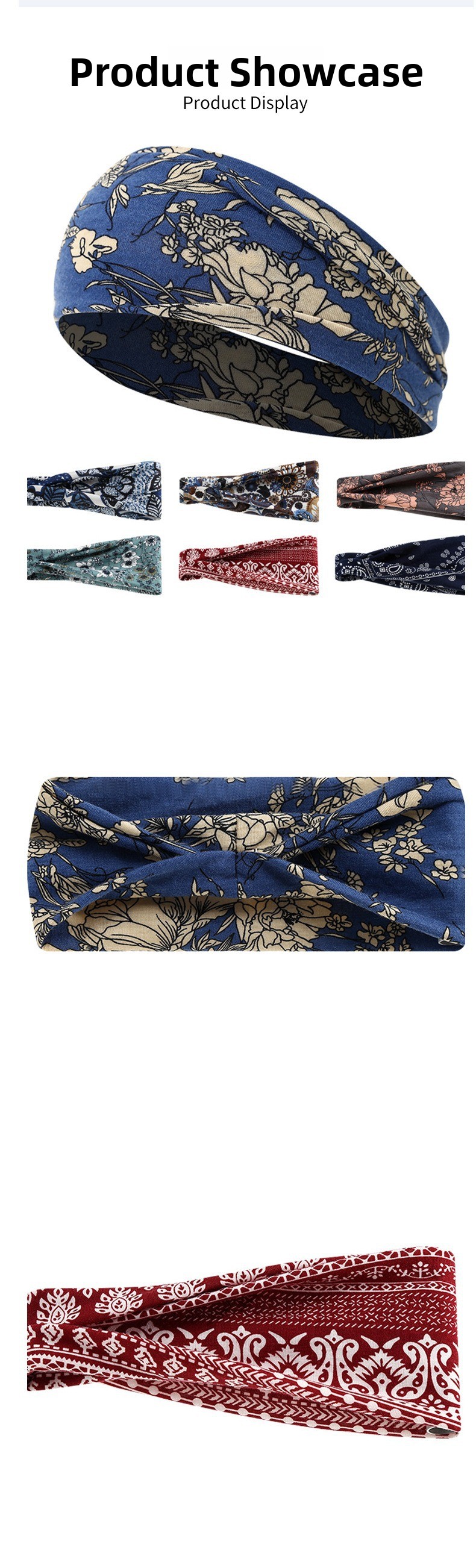 Floral Elastic Printed Wig Headscarf Headband Sports Sweat-Absorbent Hair Accessory