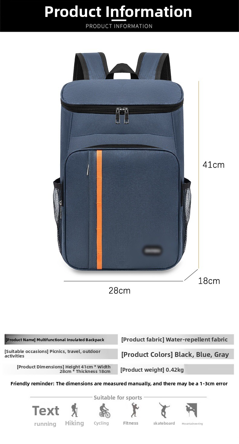 Double-Shoulder Thermal Insulation Travel Backpack