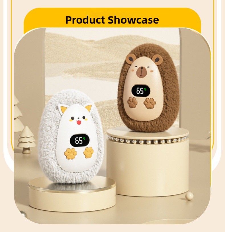 Portable Plush USB Hand Warmer with Digital Display