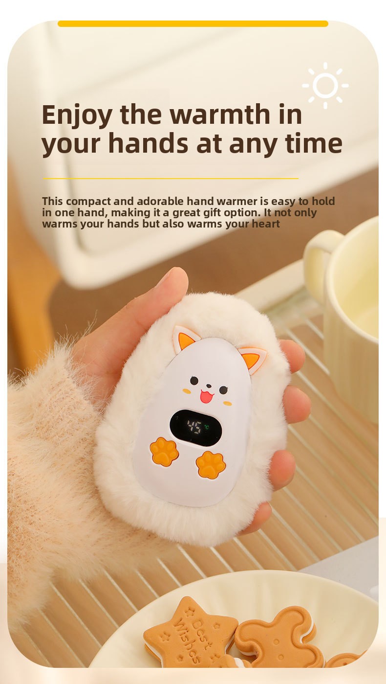 Portable Plush USB Hand Warmer with Digital Display