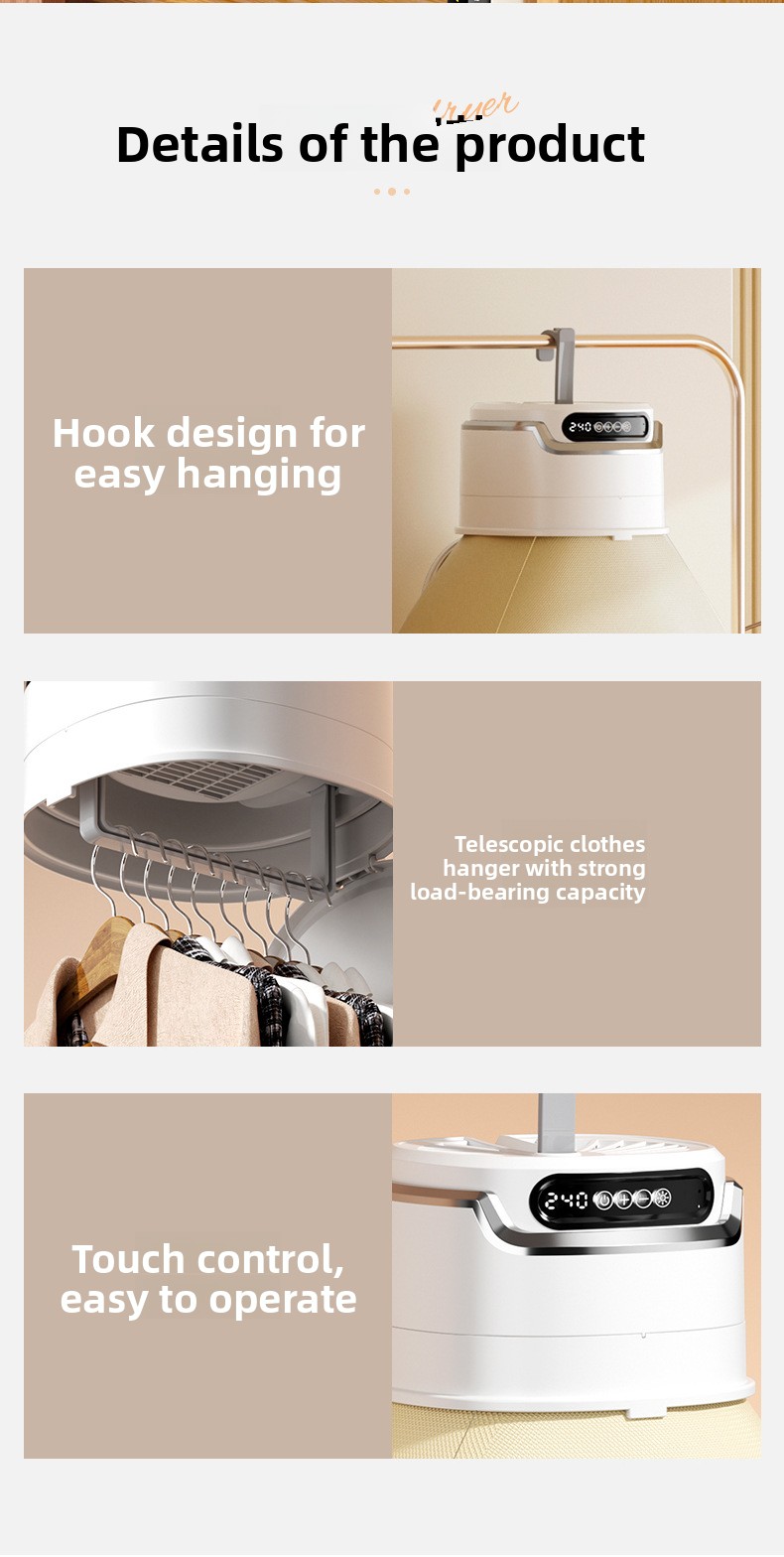 Foldable Portable Clothes Dryer with UV Sterilization