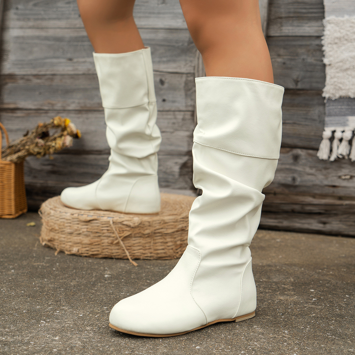 Womens Over the Knee Flat Boots Plus Size Inner Heightening Boots