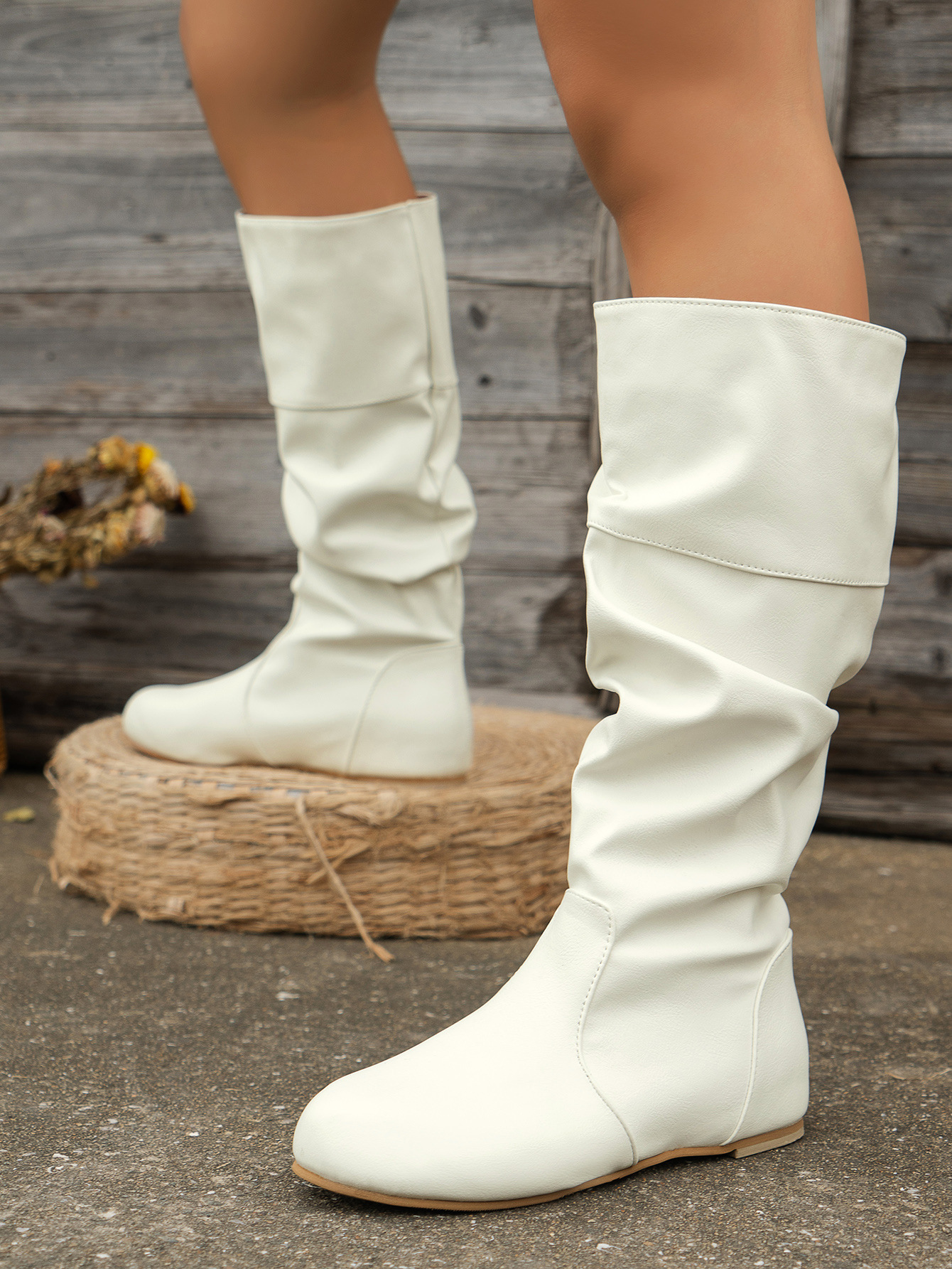 Womens Over the Knee Flat Boots Plus Size Inner Heightening Boots