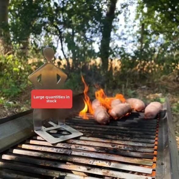 Stainless Steel BBQ Sausage Holder Outdoor Human-Shaped Barbecue Rack