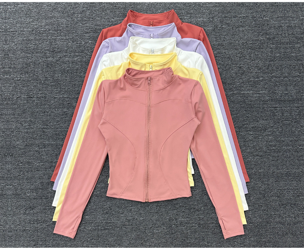 Womens Stand Collar Sports Jacket with Thumb Holes