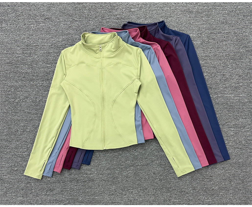 Womens Stand Collar Sports Jacket with Thumb Holes