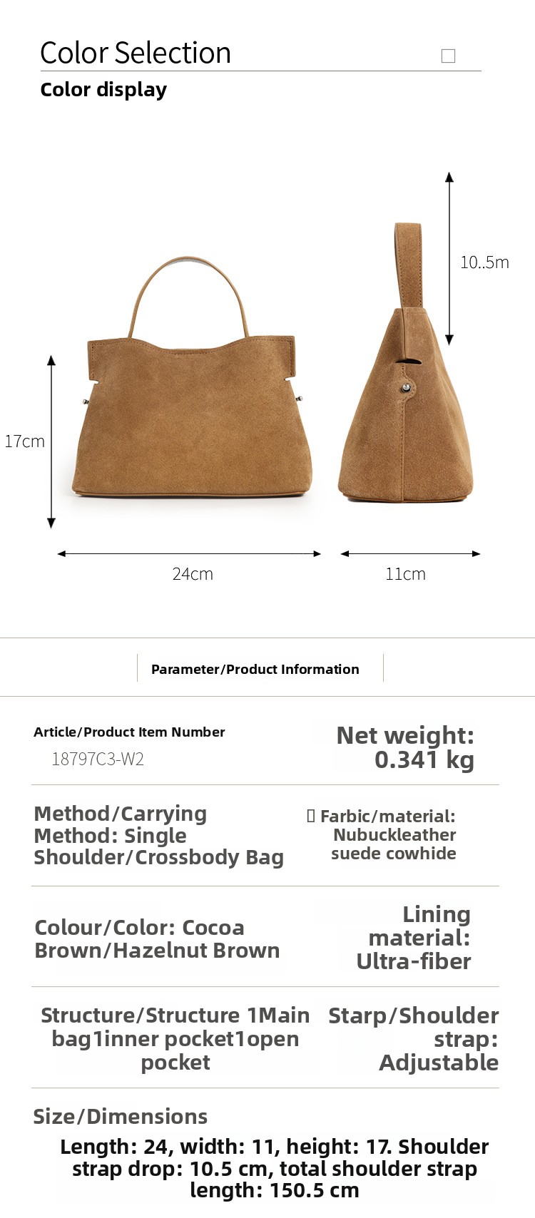 Women's Suede Crossbody Bag