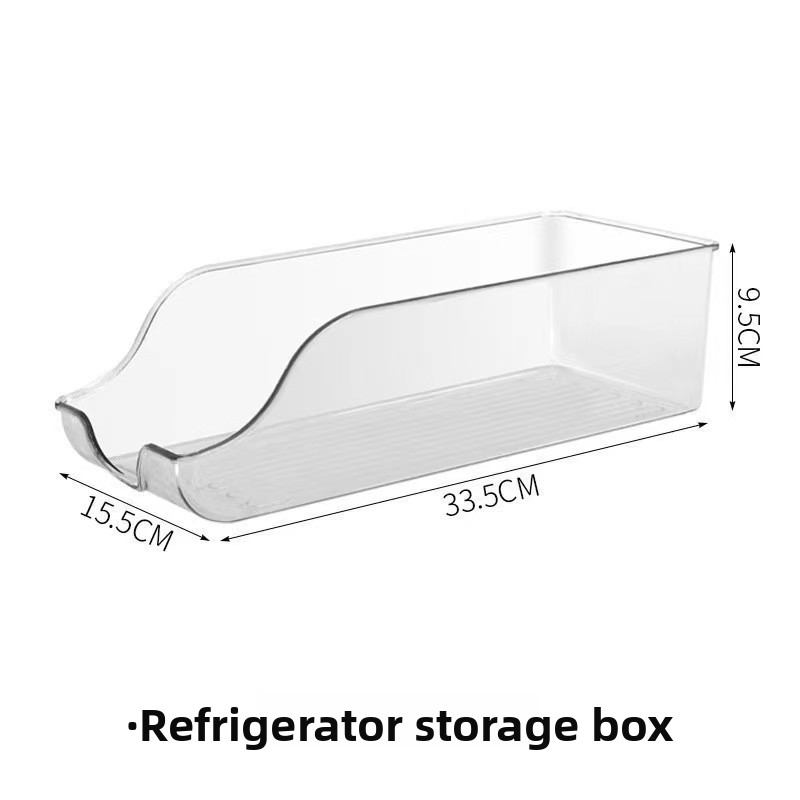 Refrigerator storage box for household use, transparent in color