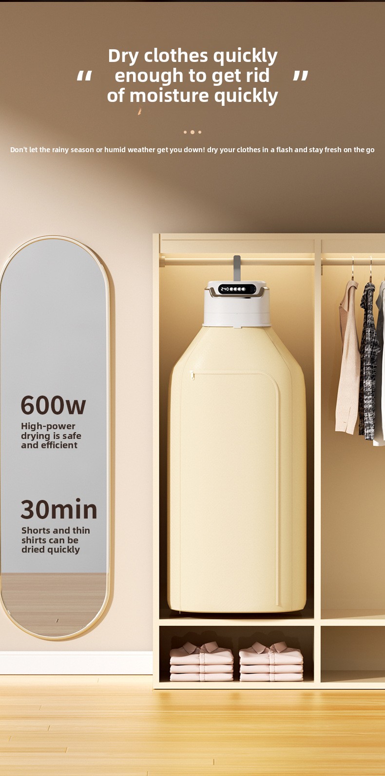 Foldable Portable Clothes Dryer with UV Sterilization