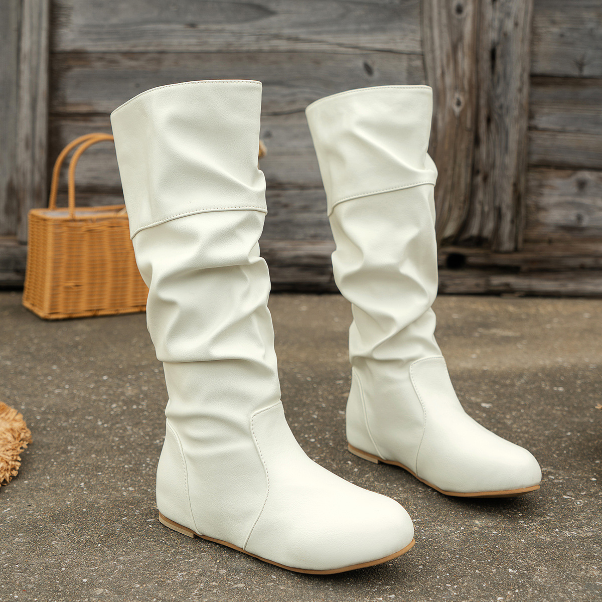 Womens Over the Knee Flat Boots Plus Size Inner Heightening Boots