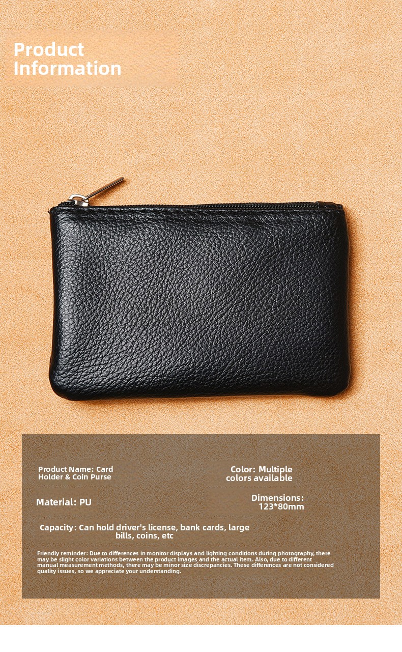 Zipper Coin Purse Mini Wallet Card Holder