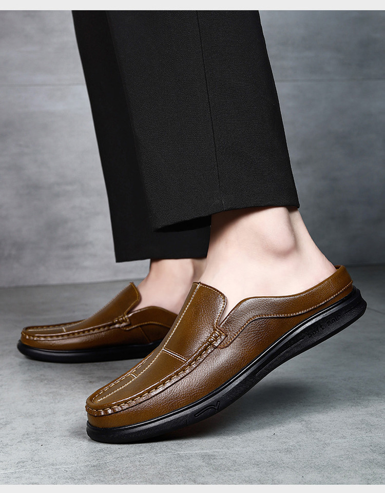 Mens Breathable Leather Slip On Shoes