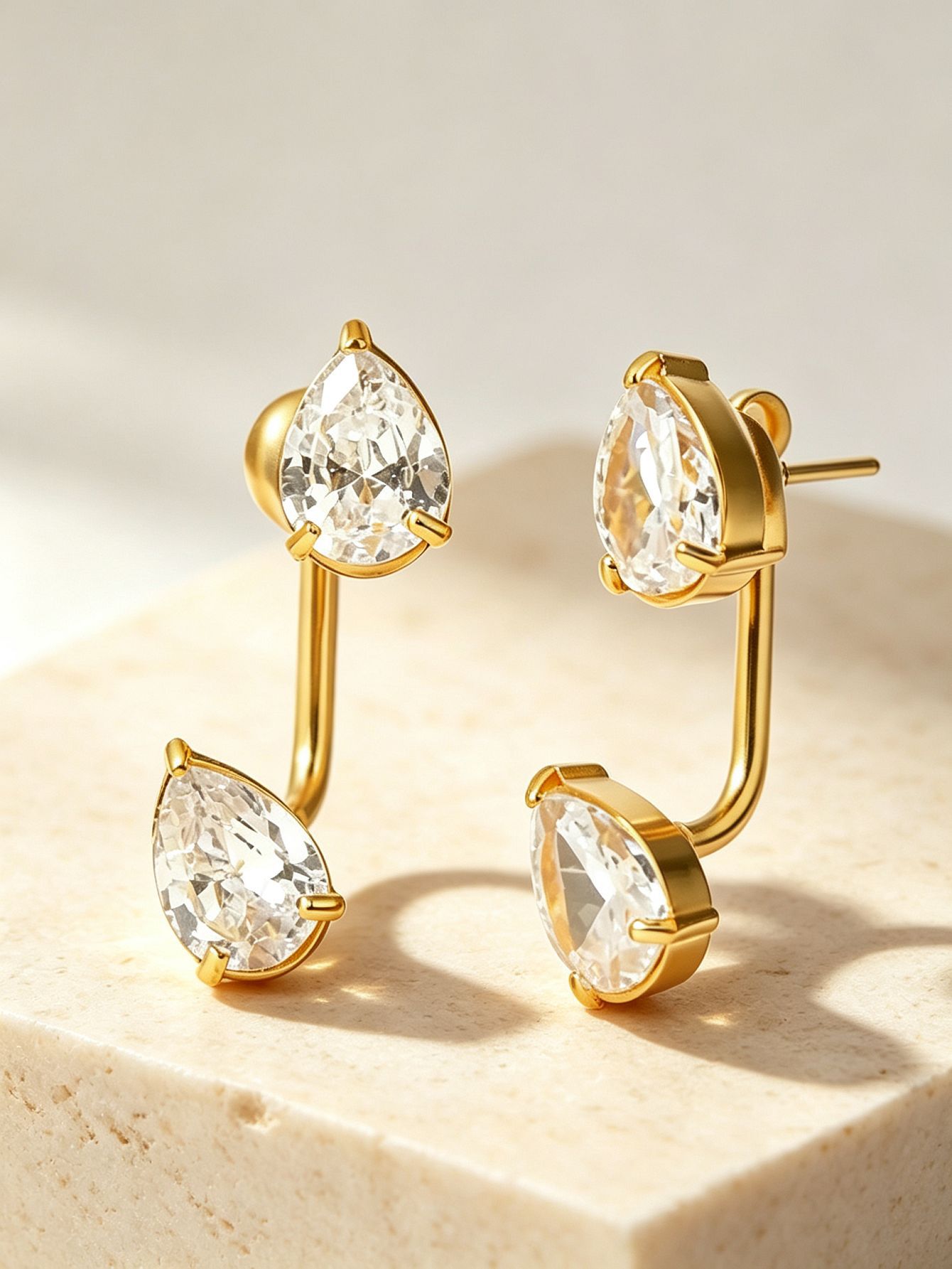 Geometric Water Drop Zircon Earrings