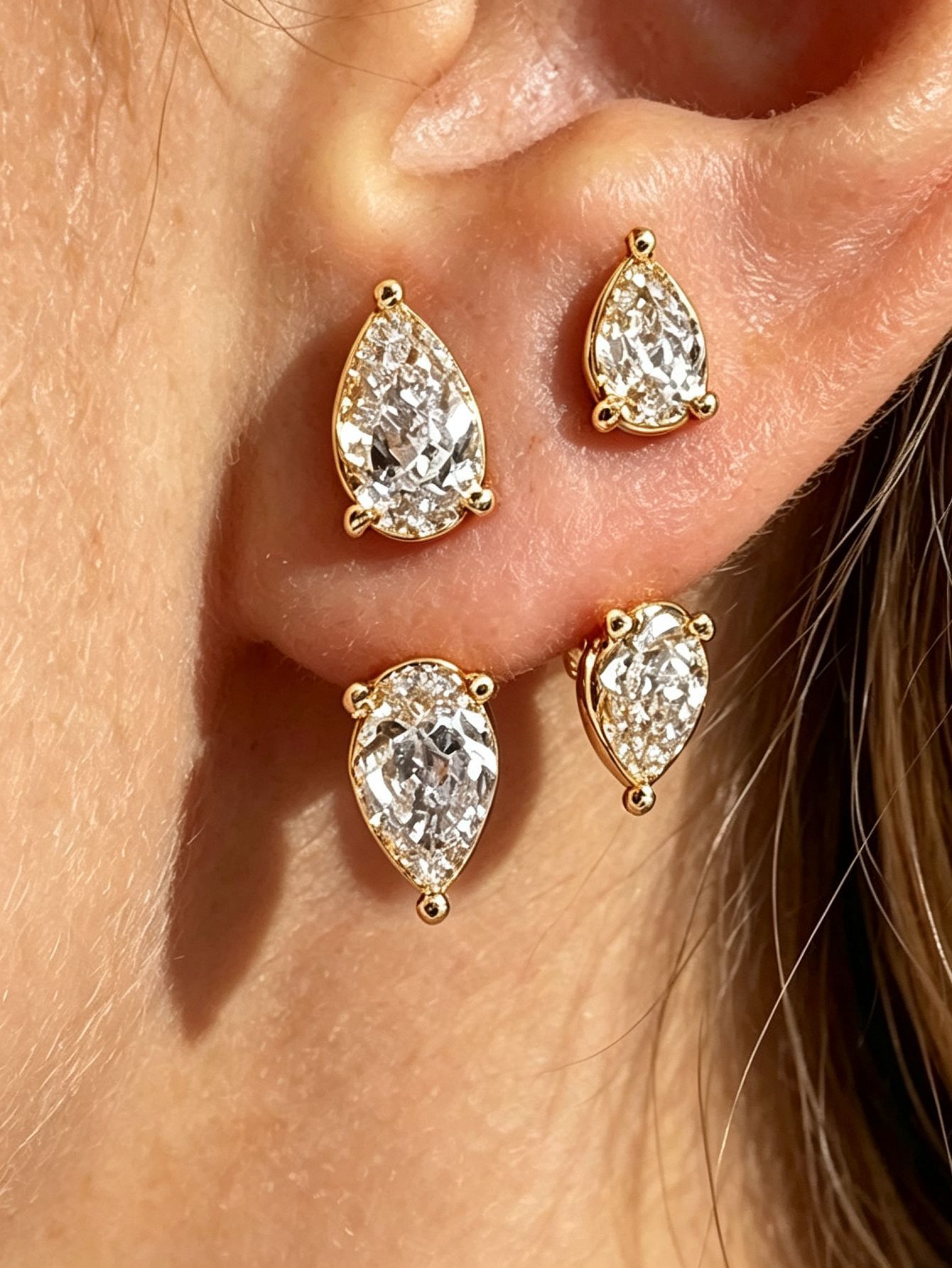 Geometric Water Drop Zircon Earrings