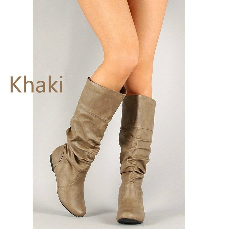 Womens Over the Knee Flat Boots Plus Size Inner Heightening Boots