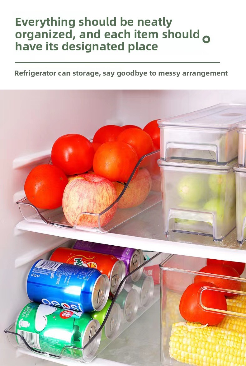 Refrigerator storage box for household use, transparent in color