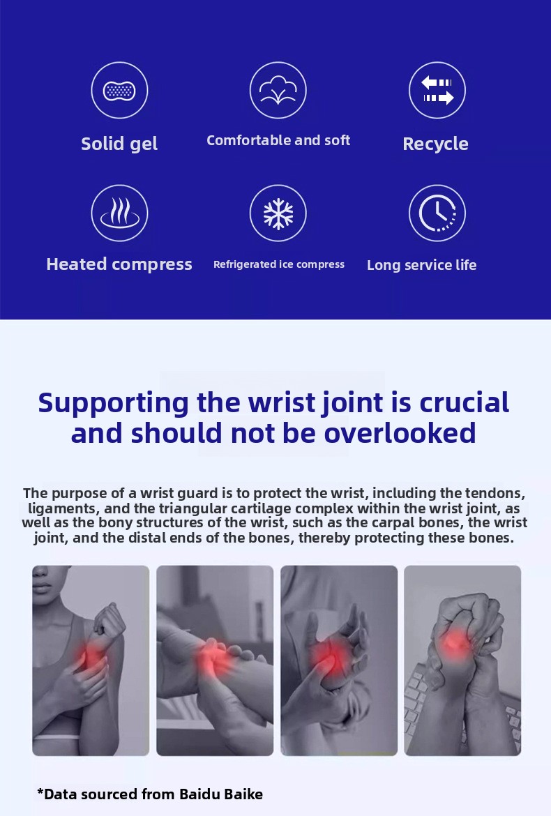 Dual Therapy Reusable Gel Wrist Support for Sports Injury and Joint Pain Relief
