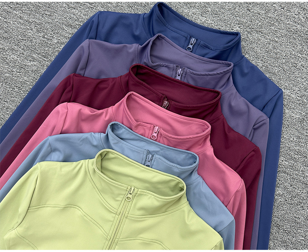 Womens Stand Collar Sports Jacket with Thumb Holes