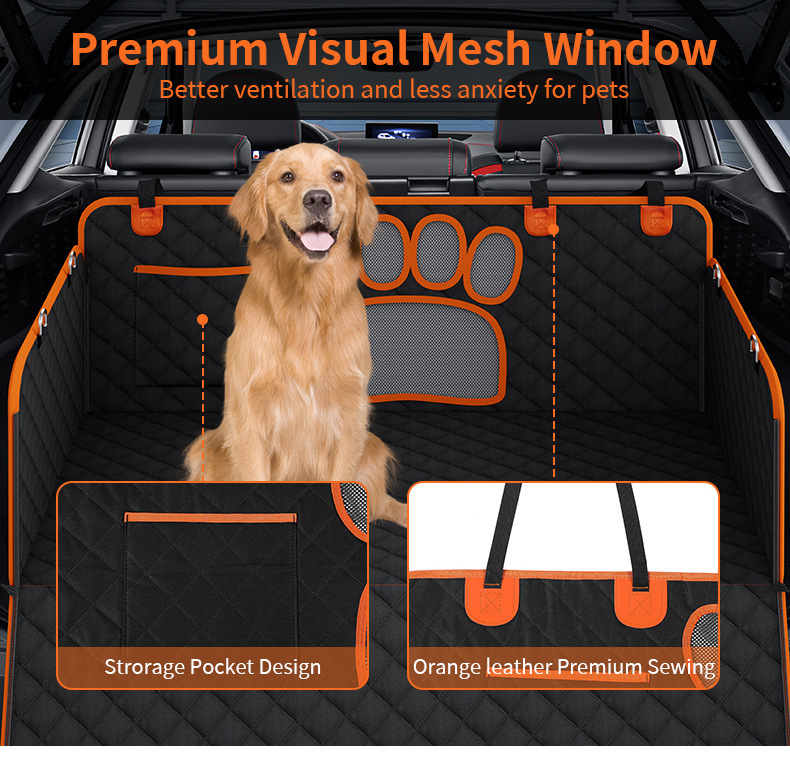 Waterproof Car Pet Seat Cushion with Paw Print Design