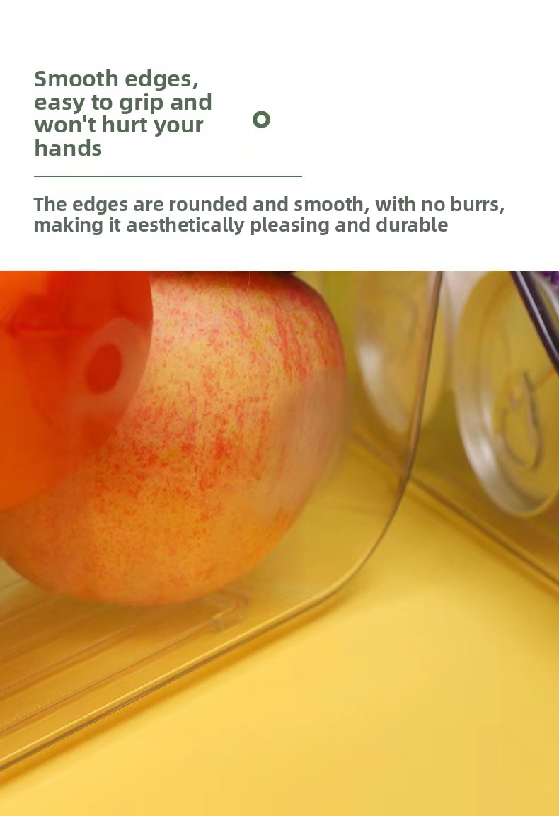 Refrigerator storage box for household use, transparent in color
