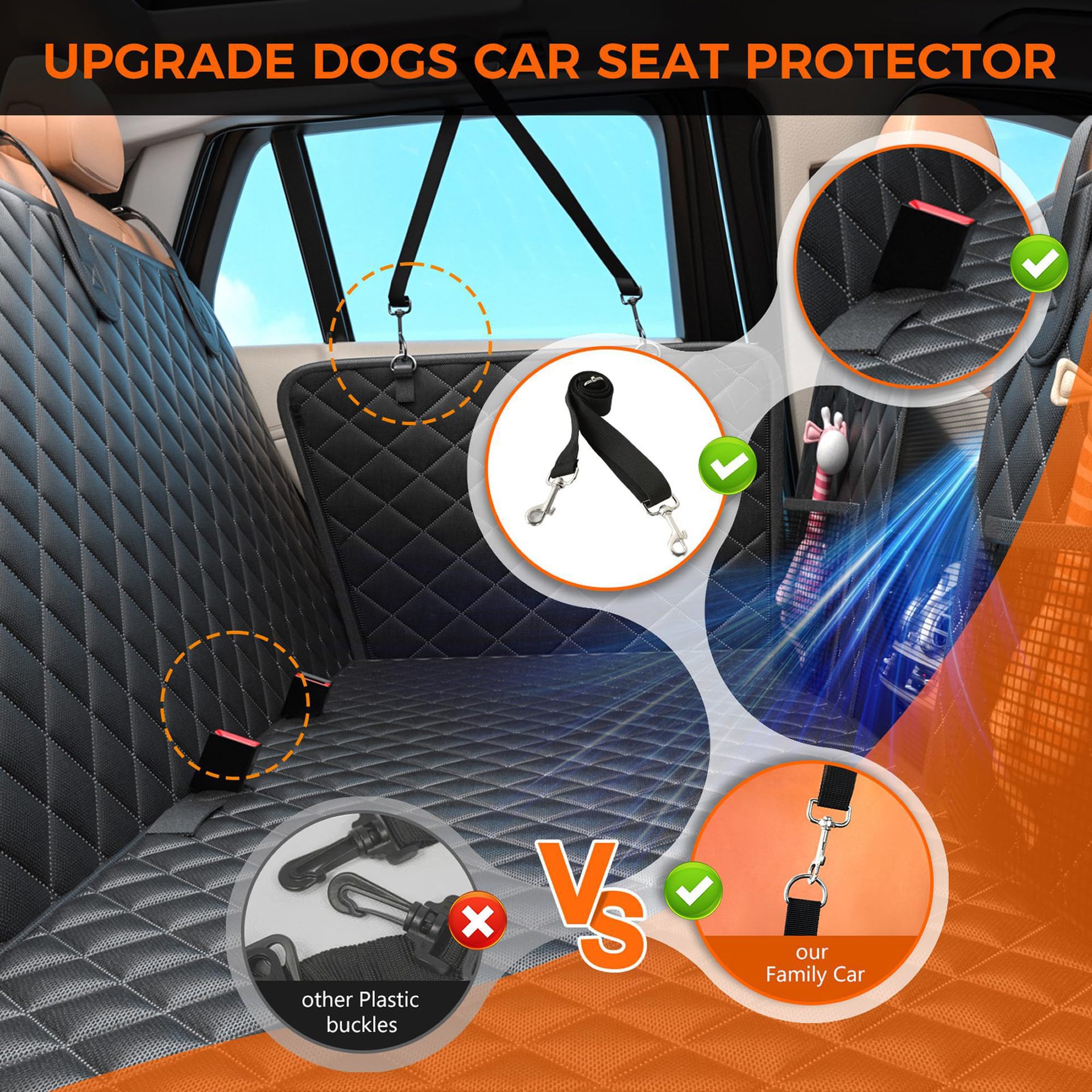 Waterproof Pet Car Seat Cover with Storage Bag