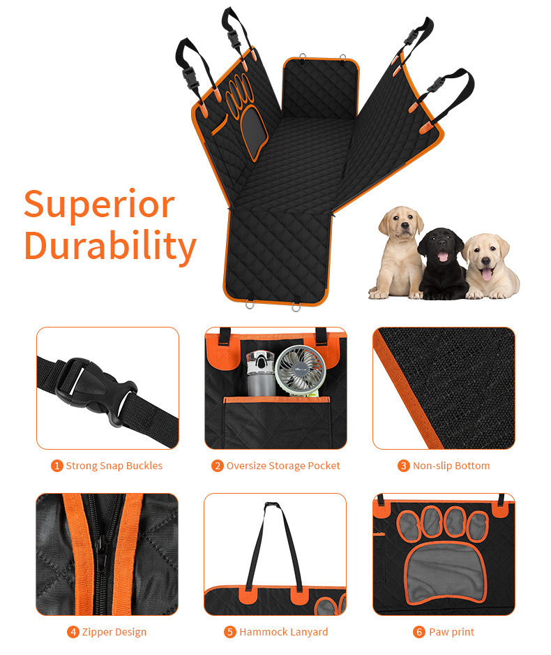 Waterproof Car Pet Seat Cushion with Paw Print Design