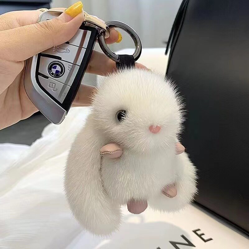 Fluffy Bunny Keychain & Bag Charm – Approximately 11 cm — QIUOLA | qiuola.com
