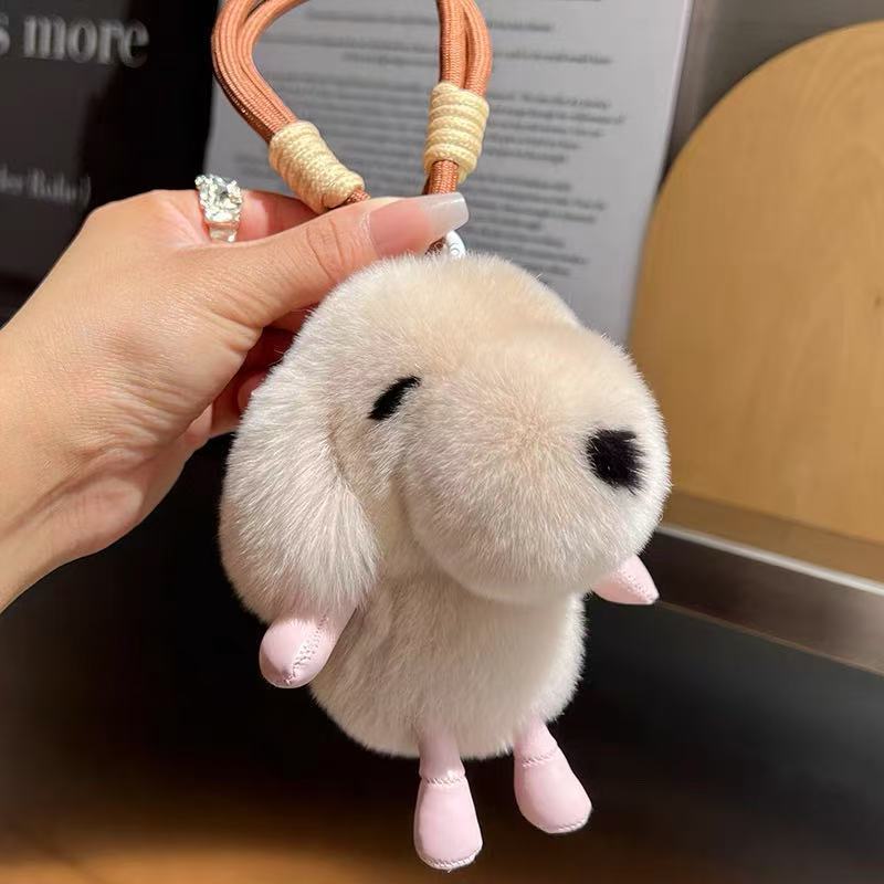 Porte-clés chiot tout doux avec dragonne tressée — QIUOLA | qiuola.com