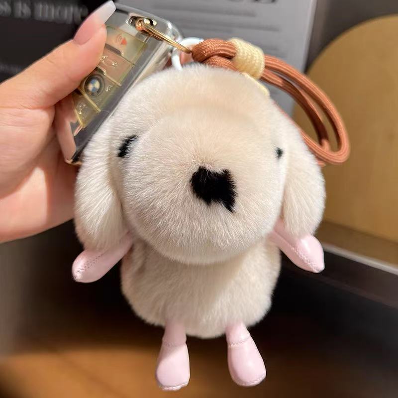 Porte-clés chiot tout doux avec dragonne tressée — QIUOLA | qiuola.com