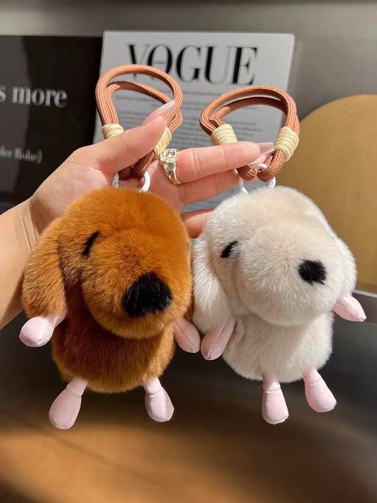 Porte-clés chiot tout doux avec dragonne tressée — QIUOLA | qiuola.com