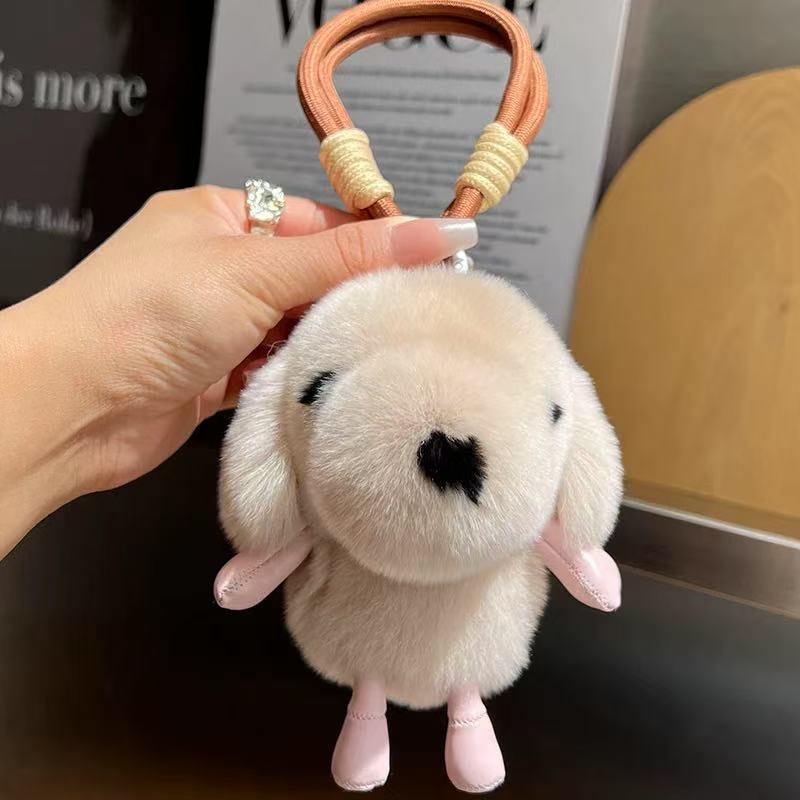 Porte-clés chiot tout doux avec dragonne tressée — QIUOLA | qiuola.com