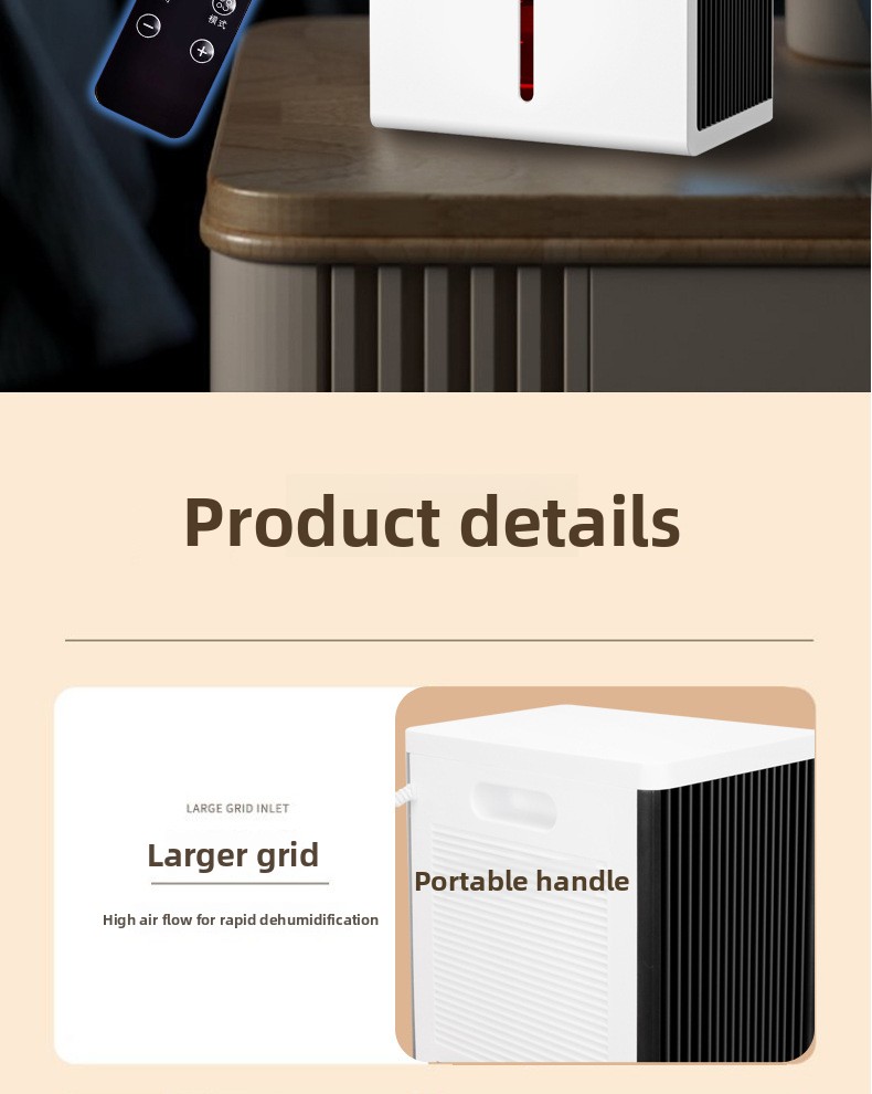 Compact Semiconductor Dehumidifier with Remote Control and Large Tank