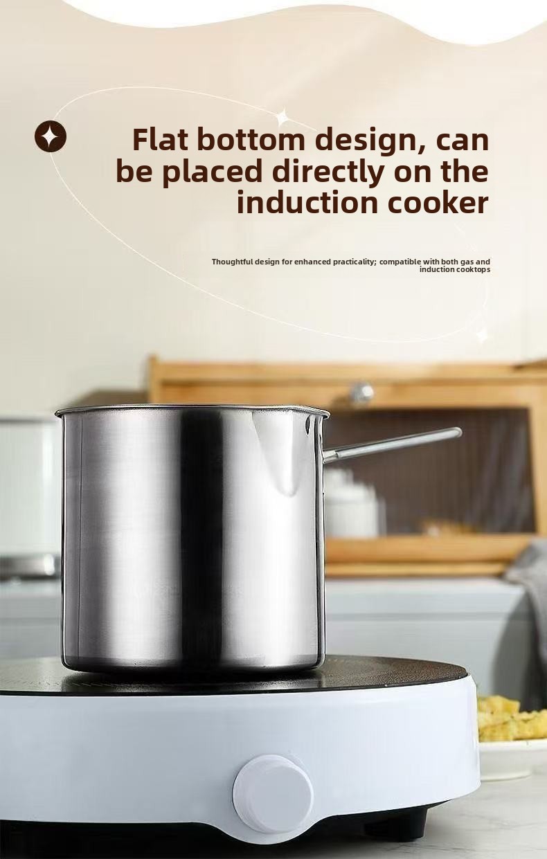 Household Stainless Steel Mini Frying Pan, Uncoated Oil-Saving Multi-Functional Pot for All Stoves