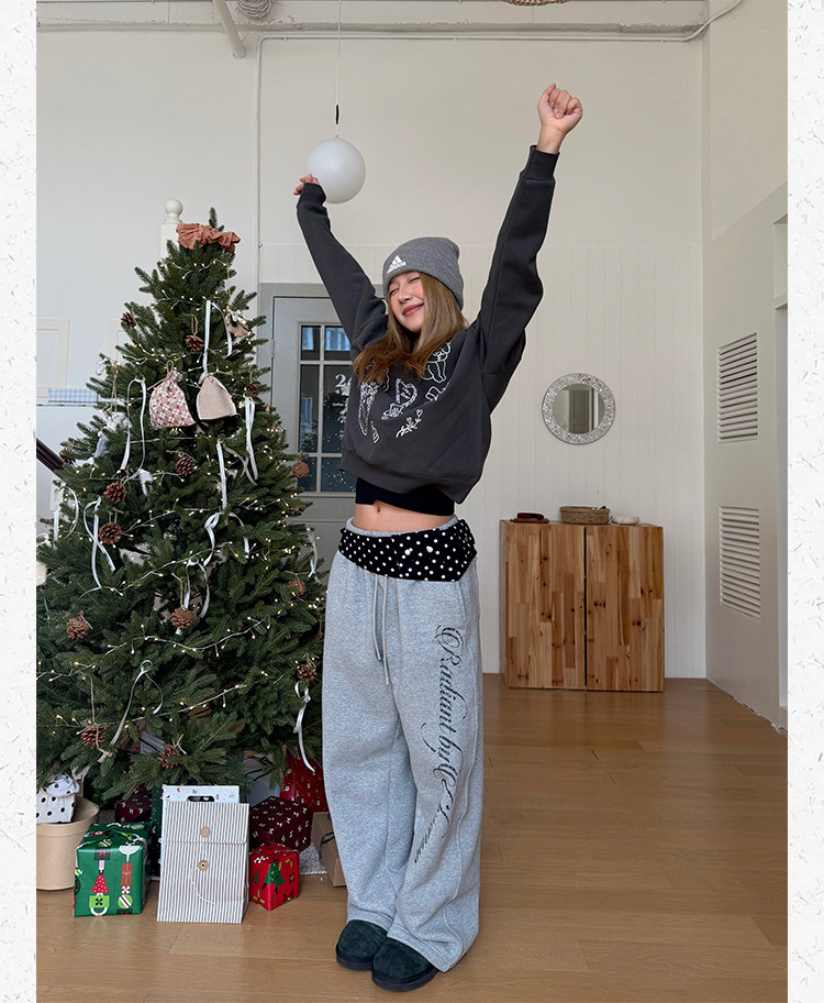 Unisex Printed Fleece Cuffed Sweatpants