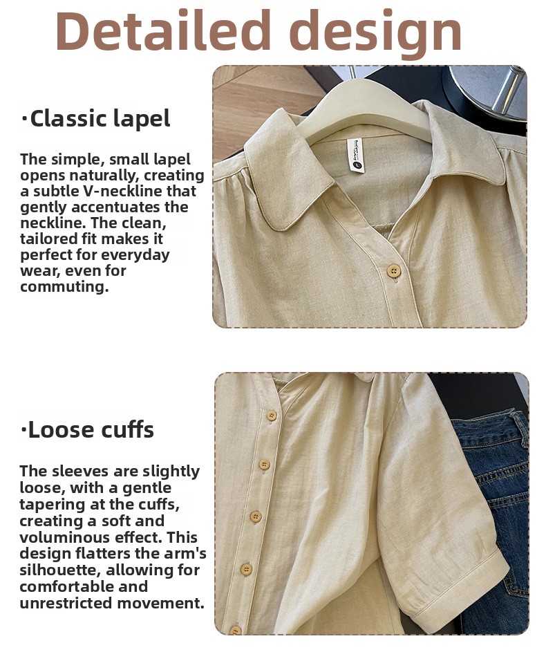 Women's Pure Cotton Double-Layer Gauze Half-Sleeve Casual Shirt