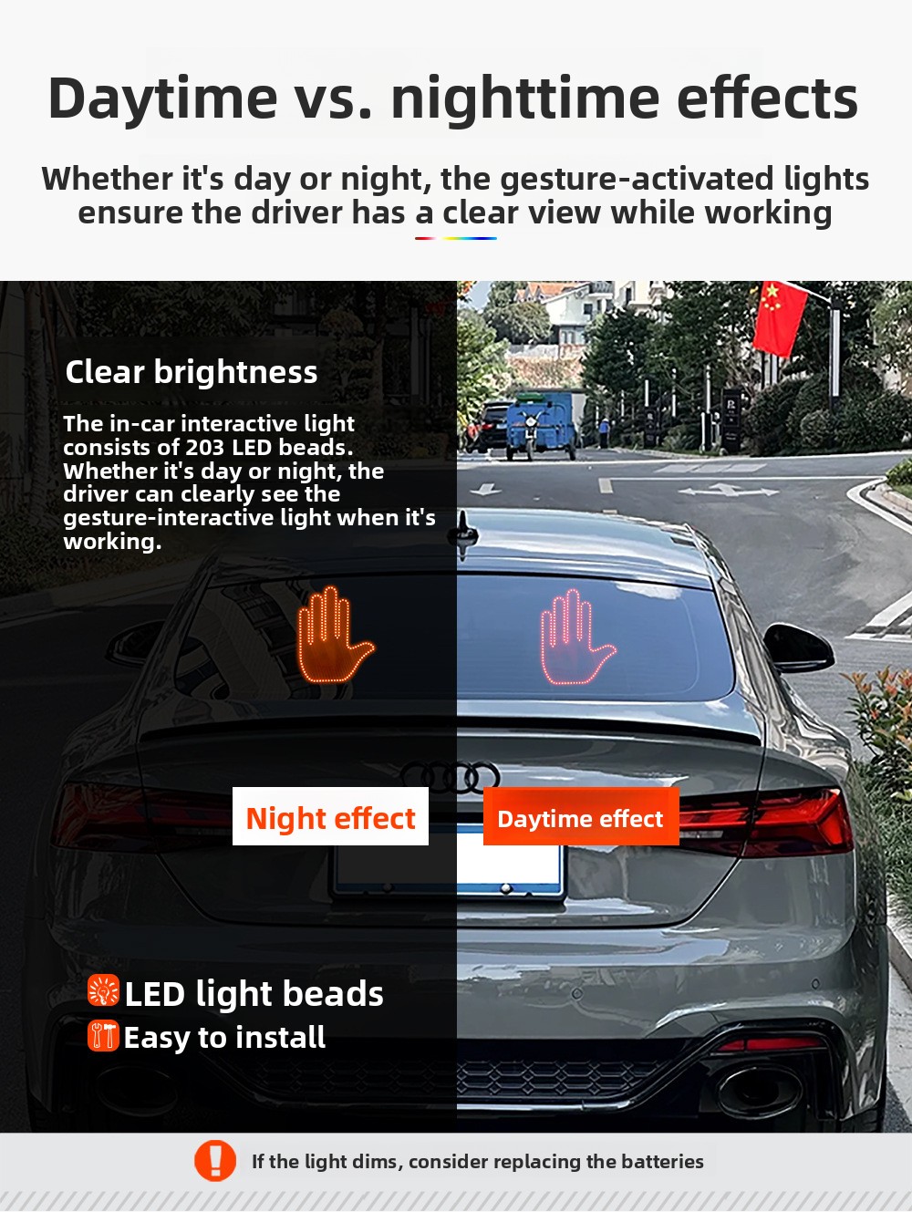 Interactive LED Gesture Light with Remote for Car Warning and Anti-Collision Signaling