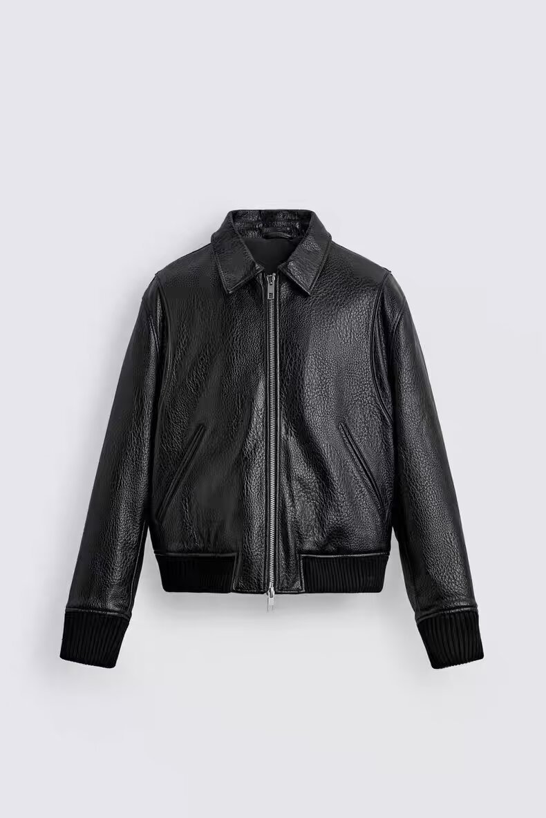 Loose Imitation Leather Zip Jacket Coat Leather Coat