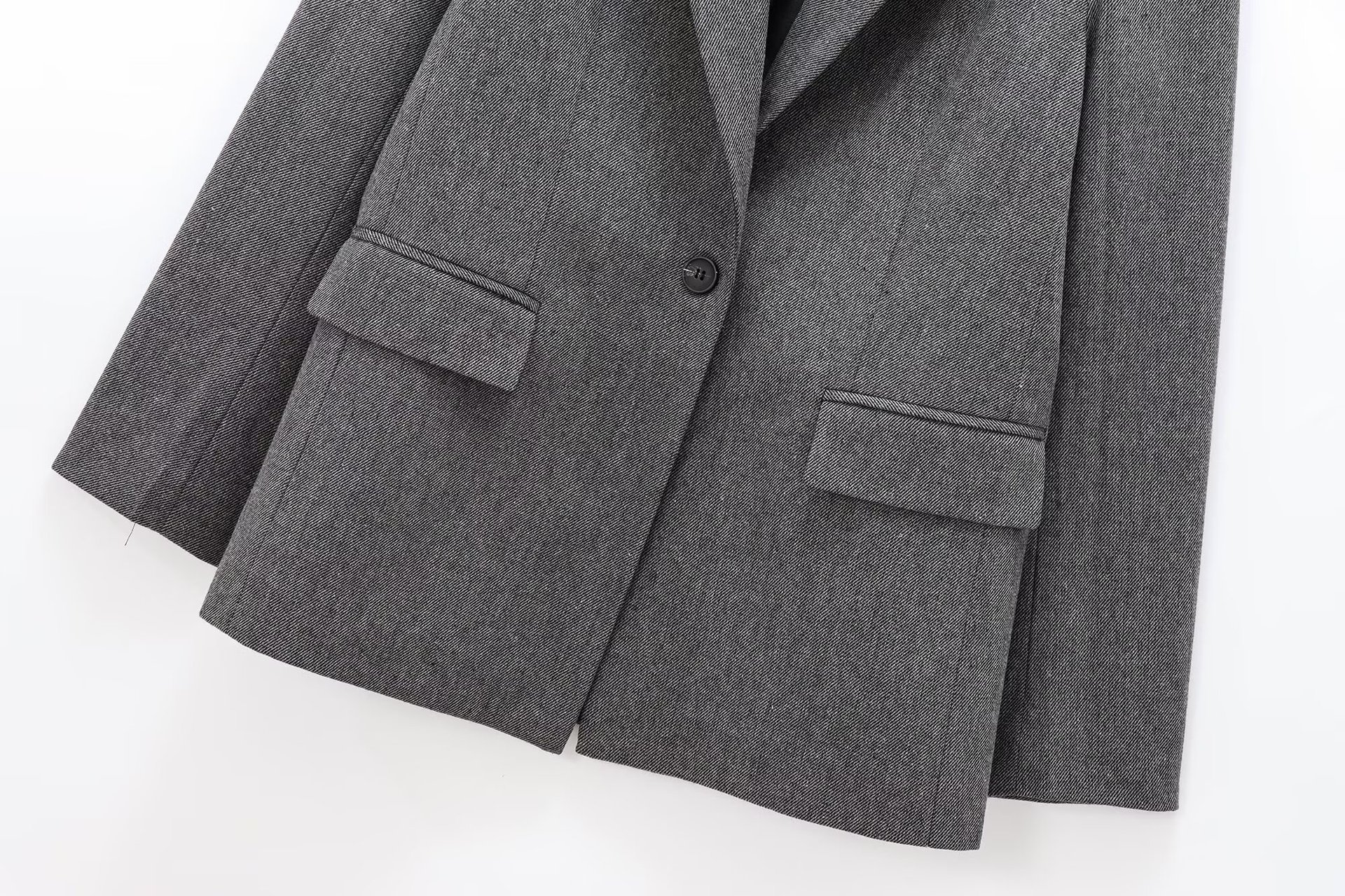 Women's Wool Blend Twill Lapel Blazer Suit Jacket