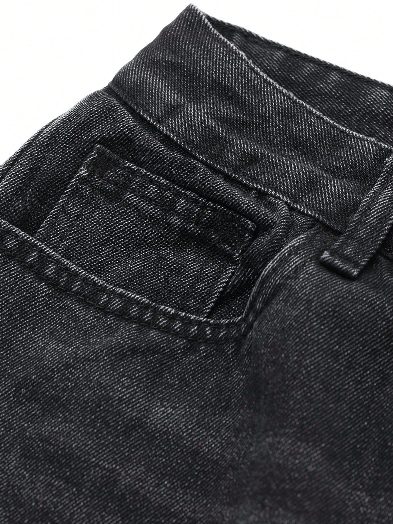 Black Washed Wide Leg Denim Pants