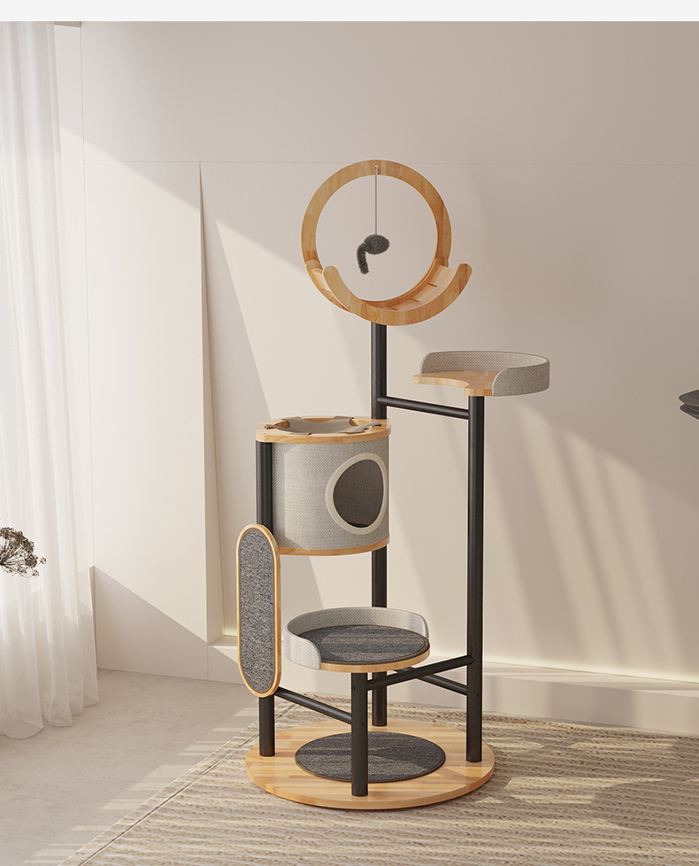 Solid Wood Multi Cat Climbing Frame with Scratching Post