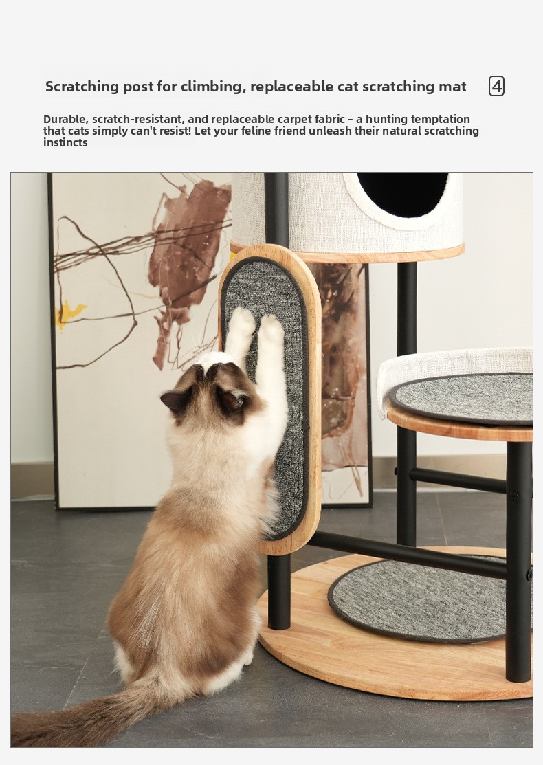 Solid Wood Multi Cat Climbing Frame with Scratching Post