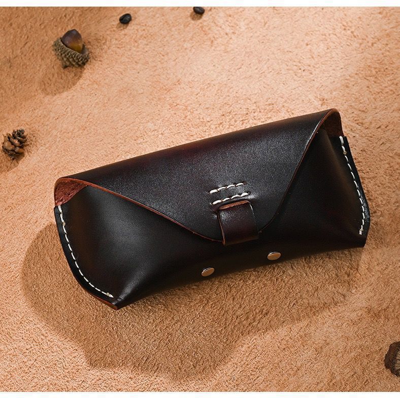 Retro genuine leather sunglasses and hats storage box
