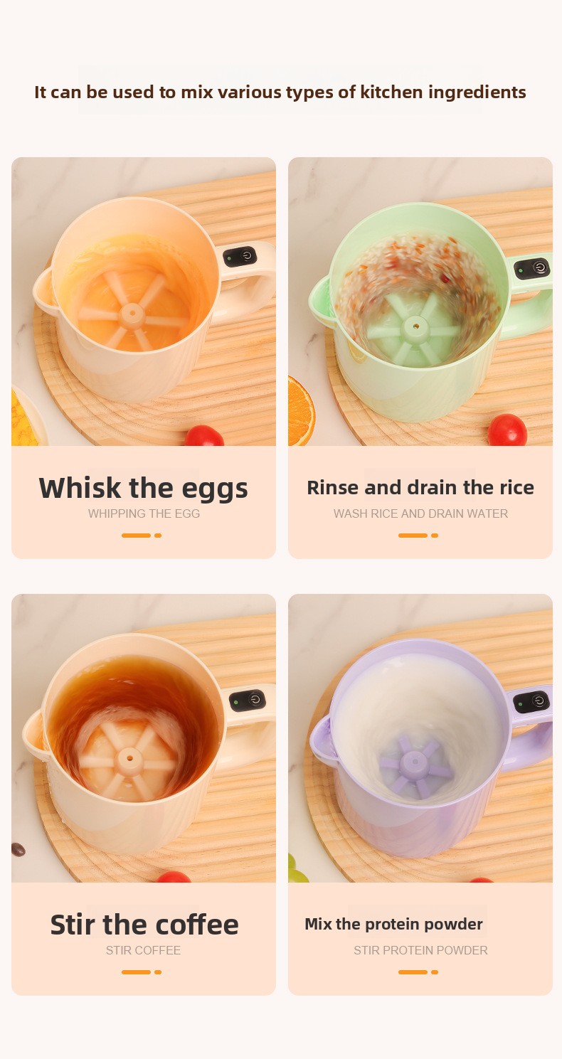 Small Multifunctional Rechargeable Egg Beater Mixer and Rice Washer