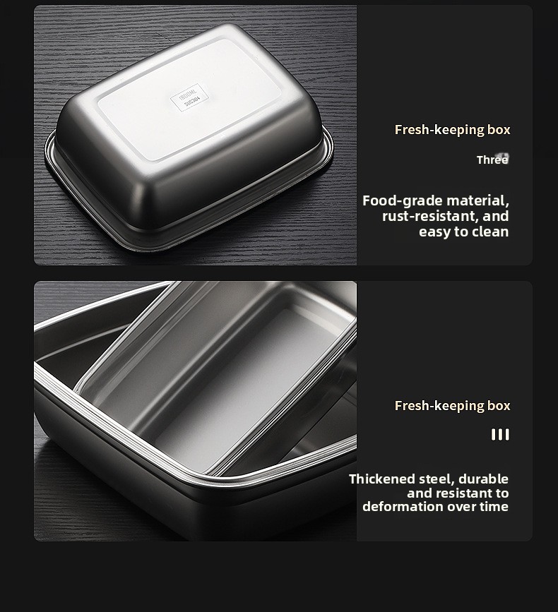 304 Stainless Steel Food Grade Crisper Box Sealed Rectangular Storage Container